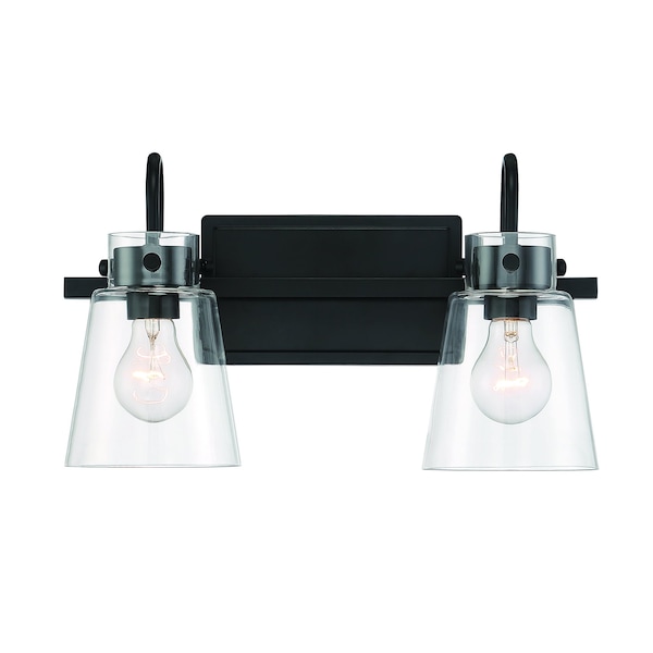 Designers Fountain Inwood 16in 2-Light Matte Black Modern Indoor Vanity Light with Clear Glass Shades D214M-2B-MB - main